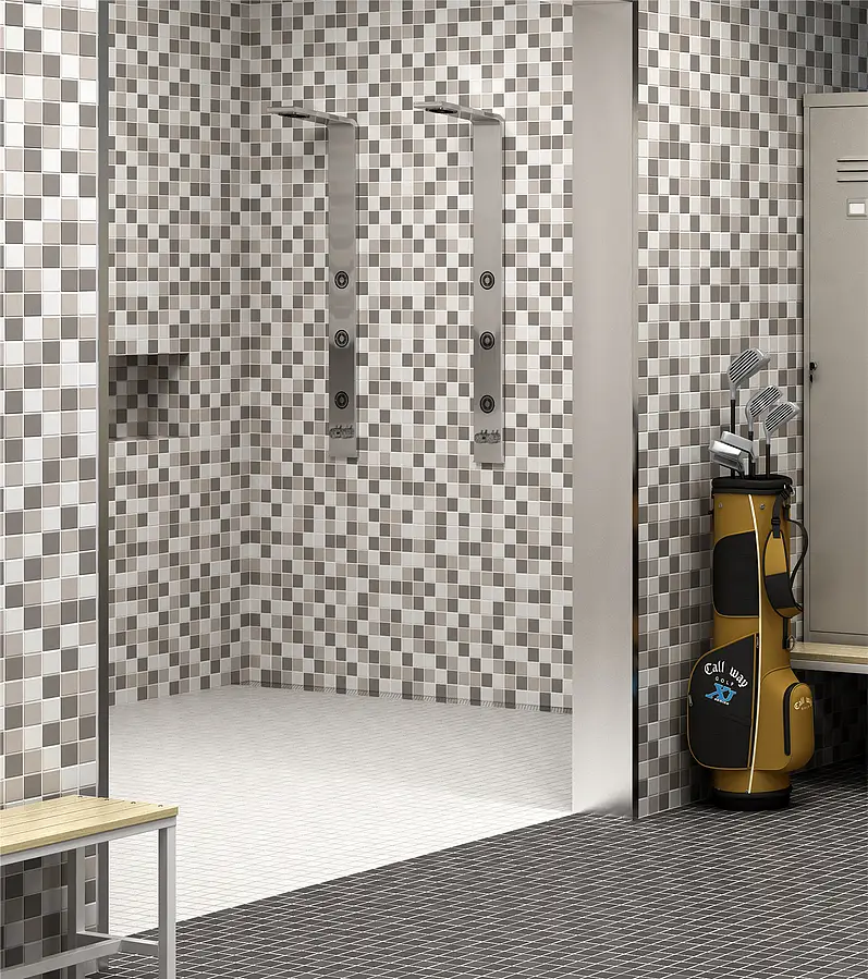 Mosaic tile, Color white, Unglazed porcelain stoneware, 30.6x30.6 cm, Finish antislip