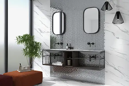 Mosaico, Colore grigio, Vetro, 30x30 cm, Superficie lucida