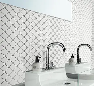 Mosaic tile, Effect unicolor, Color white, Glazed porcelain stoneware, 24.6x28 cm, Finish glossy