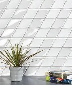 Background tile, Effect unicolor, Color white, Glazed porcelain stoneware, 11.5x20 cm, Finish matte
