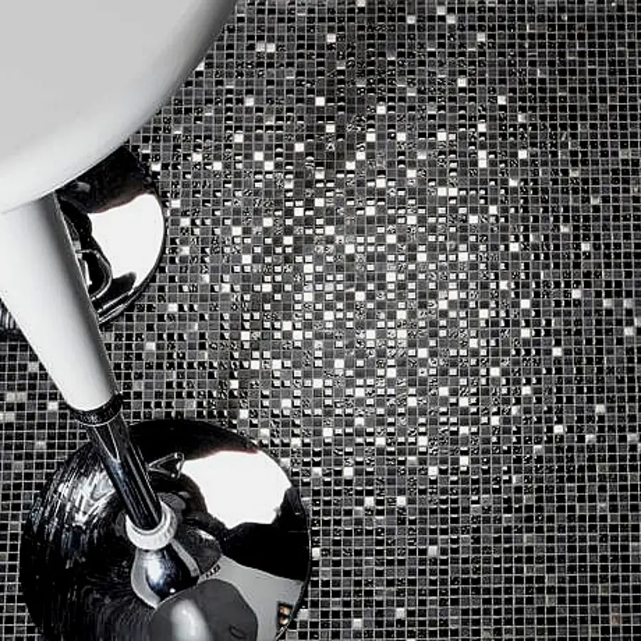 Mosaic tile, Color black, Glass, 30x30 cm, Finish glossy