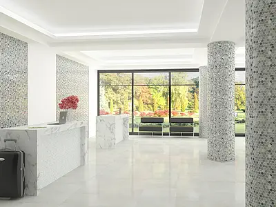 Mosaic tile, Color white, Glass, 30x30 cm, Finish glossy