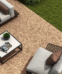 Mosaic tile, Effect wood, Color brown, Glazed porcelain stoneware, 30.6x30.6 cm, Finish antislip