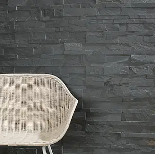 Background tile, Color black, Natural stone, 15x60 cm, Finish matte