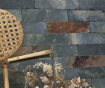 Background tile, Color beige,black, Natural stone, 10x40 cm, Finish matte