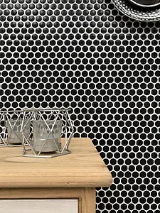 Mozaïek, Effect eenkleurig, Kleur zwarte, Geglazuurde porseleinen steengoed, 29.1x31.5 cm, Oppervlak mat
