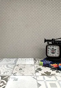 Mosaik, Optik unicolor, Farbe graue, Glasiertes Feinsteinzeug, 29.1x31.5 cm, Oberfläche matte