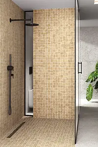 Mosaic tile, Effect wood, Color beige, Glazed porcelain stoneware, 30.6x30.6 cm, Finish antislip