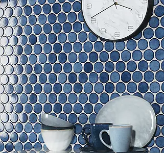 Mosaik, Optik unicolor, Farbe blaue, Glasiertes Feinsteinzeug, 26.3x30.4 cm, Oberfläche glänzende