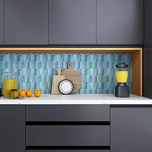 Mosaic tile, Color navy blue, Glass, 28.5x30 cm, Finish glossy