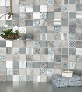 Mosaico, Colore grigio, Vetro, 30x30 cm, Superficie opaca
