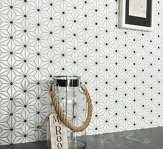 Mosaik, Optik unicolor, Farbe weiße,schwarz&weiß, Glasiertes Feinsteinzeug, 29x30 cm, Oberfläche glänzende