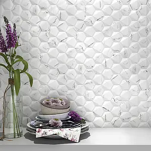Mosaic tile, Effect stone,other marbles, Color white, Glass, 26x30 cm, Finish matte