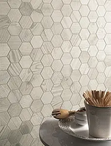 Mosaico, Effetto legno, Colore grigio, Gres porcellanato smaltato, 25x30 cm, Superficie antiscivolo