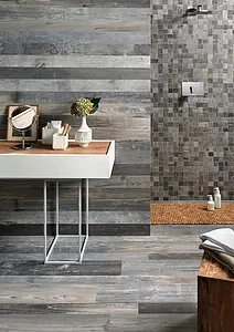 Mosaic tile, Effect wood, Color grey, Glazed porcelain stoneware, 30x30 cm, Finish antislip