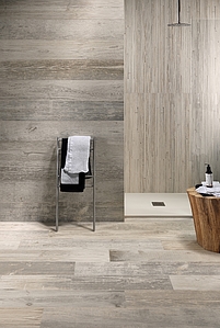 Background tile, Effect wood, Color grey,white, Glazed porcelain stoneware, 20x120 cm, Finish antislip