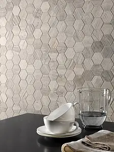 Mosaik, Optik holz, Farbe graue,weiße, Glasiertes Feinsteinzeug, 25x30 cm, Oberfläche rutschfeste