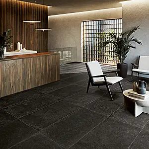 Background tile, Effect stone,limestone, Color black, Unglazed porcelain stoneware, 60x120 cm, Finish antislip