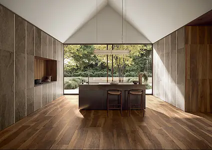 Background tile, Effect wood, Color brown, Glazed porcelain stoneware, 30x120 cm, Finish antislip