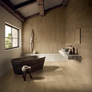 Background tile, Effect wood, Color beige,brown, Glazed porcelain stoneware, 30x120 cm, Finish antislip