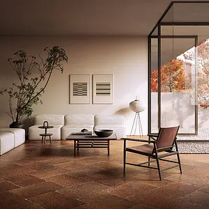 Grundflise, Effekt andre sten, Farve rød,brun, Glaseret porcelænsstentøj, 40x60.8 cm, Overflade skridsikker