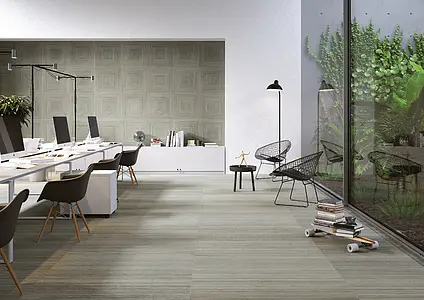 Bakgrundskakel, Textur trä, Färg grå, Stil orientalisk, Glaserad granitkeramik, 120x120 cm, Yta halksäker