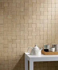 Mosaic tile, Effect wood, Color beige, Style oriental, Glazed porcelain stoneware, 30x30 cm, Finish antislip