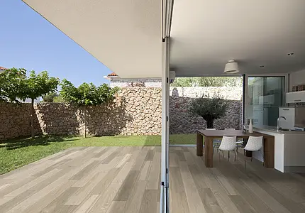 Background tile, Effect wood, Color brown, Glazed porcelain stoneware, 23x120 cm, Finish matte