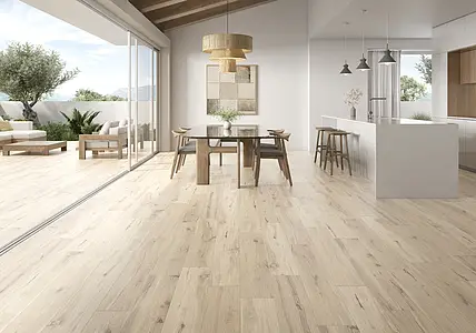 Background tile, Effect wood, Color beige, Glazed porcelain stoneware, 20x120 cm, Finish matte