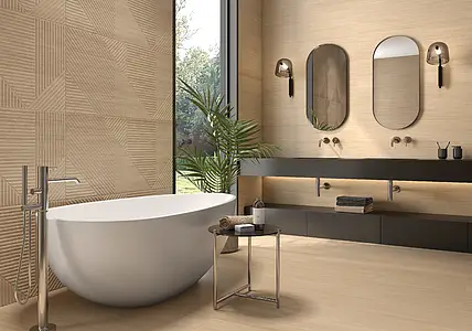 Background tile, Effect wood, Color beige, Glazed porcelain stoneware, 59.5x119.2 cm, Finish matte