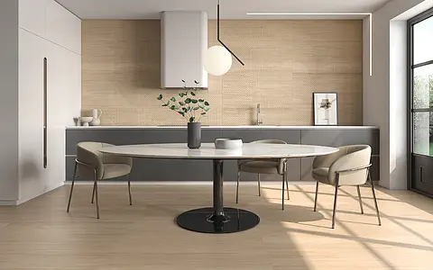 Background tile, Effect wood, Color beige, Glazed porcelain stoneware, 59.5x119.2 cm, Finish matte