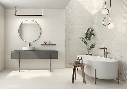 Background tile, Effect wood, Color white, Glazed porcelain stoneware, 59.5x119.2 cm, Finish matte