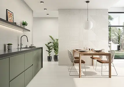 Background tile, Effect wood, Color white, Glazed porcelain stoneware, 59.5x119.2 cm, Finish matte