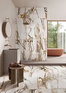 Background tile, Effect stone,other stones, Color beige,white, Glazed porcelain stoneware, 60x120 cm, Finish semi-polished
