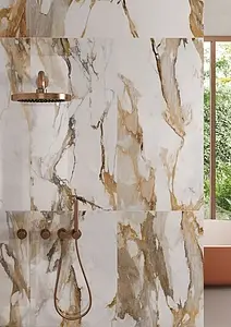 Carrelage, Effet autres types de marbre, Teinte beige,blanche, Grès cérame émaillé, 60x120 cm, Surface semi-polie