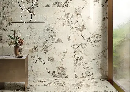 Piastrella di fondo, Effetto altri tipi di marmo, Colore bianco, Gres porcellanato smaltato, 119.5x119.5 cm, Superficie lappata