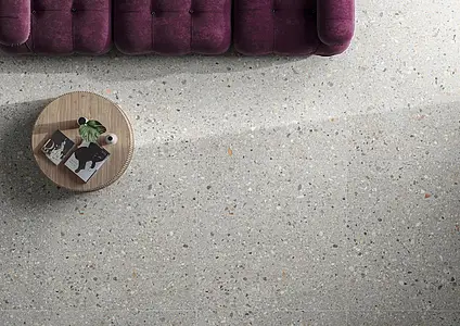 Basistegels, Effect terrazzo look, Kleur grijze, Ongeglazuurd porseleinen steengoed, 119.5x119.5 cm, Oppervlak mat
