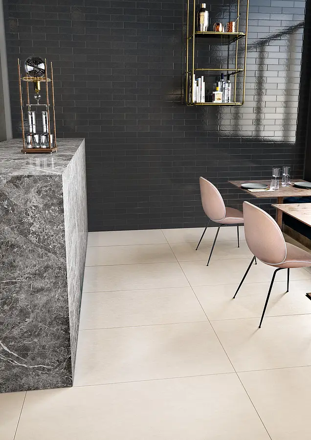 Background tile, Effect resin, Color white, Unglazed porcelain stoneware, 60x120 cm, Finish matte