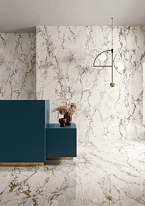 Background tile, Effect stone,other stones, Color white, Glazed porcelain stoneware, 119.5x278 cm, Finish semi-polished