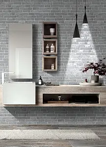 Background tile, Effect brick, Color grey, Glazed porcelain stoneware, 16x40 cm, Finish matte