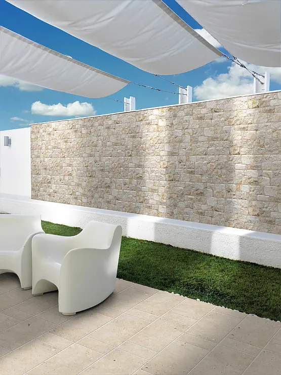 Background tile, Effect other stones, Color beige, Glazed porcelain stoneware, 20x60 cm, Finish antislip