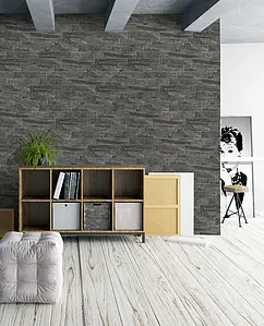 Background tile, Effect other stones, Color grey, Glazed porcelain stoneware, 7.5x38.5 cm, Finish antislip