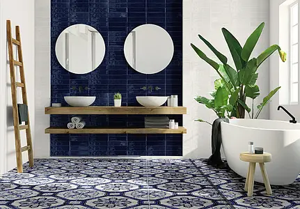 Background tile, Effect unicolor, Color navy blue, Glazed porcelain stoneware, 6x25 cm, Finish glossy