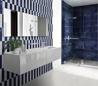 Background tile, Effect unicolor, Color navy blue, Glazed porcelain stoneware, 6x25 cm, Finish glossy