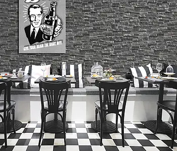 Background tile, Effect other stones, Color black, Glazed porcelain stoneware, 7.5x38.5 cm, Finish antislip