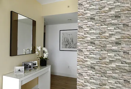 Background tile, Effect other stones, Color beige, Glazed porcelain stoneware, 7.5x38.5 cm, Finish antislip
