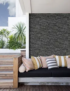 Background tile, Effect other stones, Color black, Glazed porcelain stoneware, 7.5x38.5 cm, Finish antislip