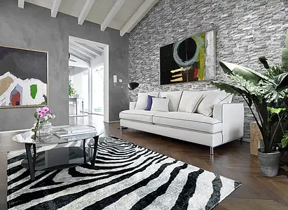 Background tile, Effect other stones, Color grey, Glazed porcelain stoneware, 7.5x38.5 cm, Finish antislip