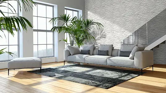 Background tile, Effect other stones, Color white, Glazed porcelain stoneware, 7.5x38.5 cm, Finish antislip