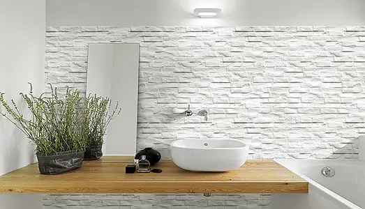 Background tile, Effect other stones, Color white, Glazed porcelain stoneware, 7.5x38.5 cm, Finish antislip